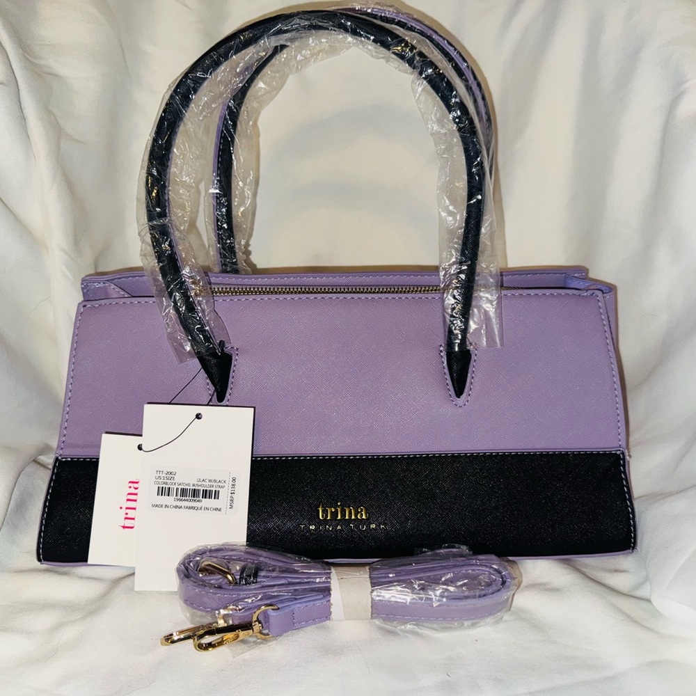 Trina Turk Lavender and Black Satchel
